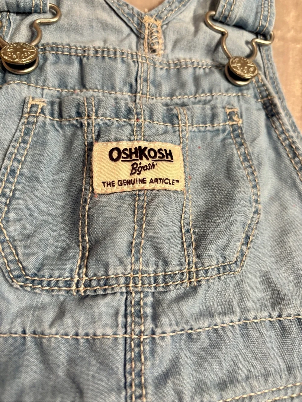 OshKosh Bgosh Girls 12M Denim Floral Overall Jumper Dress Vintage Cottagecore
